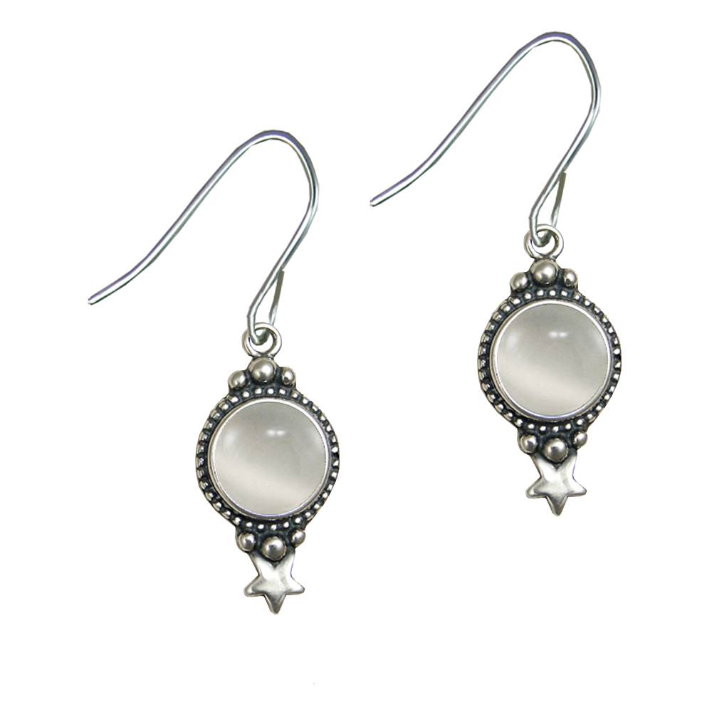 Sterling Silver Drop Dangle Earrings With White Moonstone